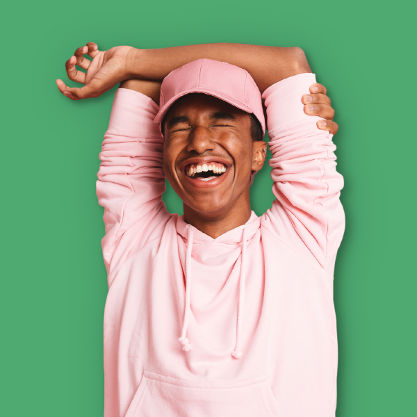 Boy in pink sweatshirt
